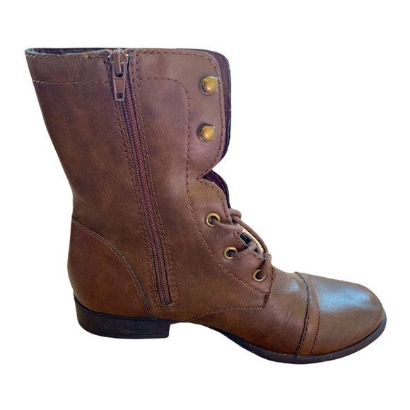 Womens Brown Combat Boots - Picture 3 of 4